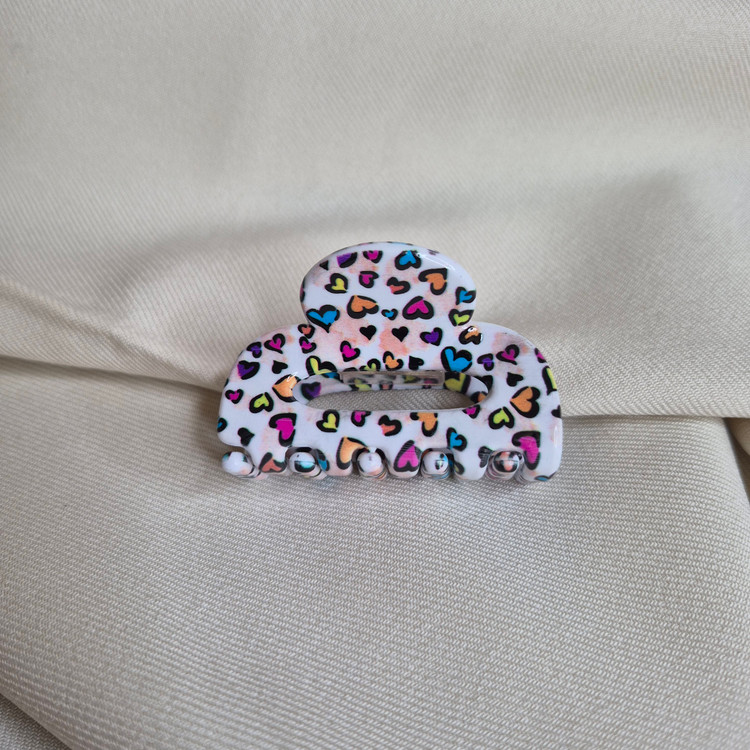 گیره مو طرح پلنگی رنگی و قلب لئوپارد
