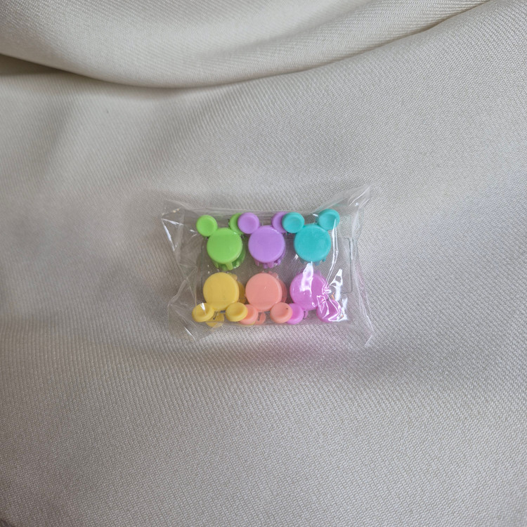 پک ۶ عددی مینی کلیپس مو طرح میکی (رنگارنگ پاستلی)